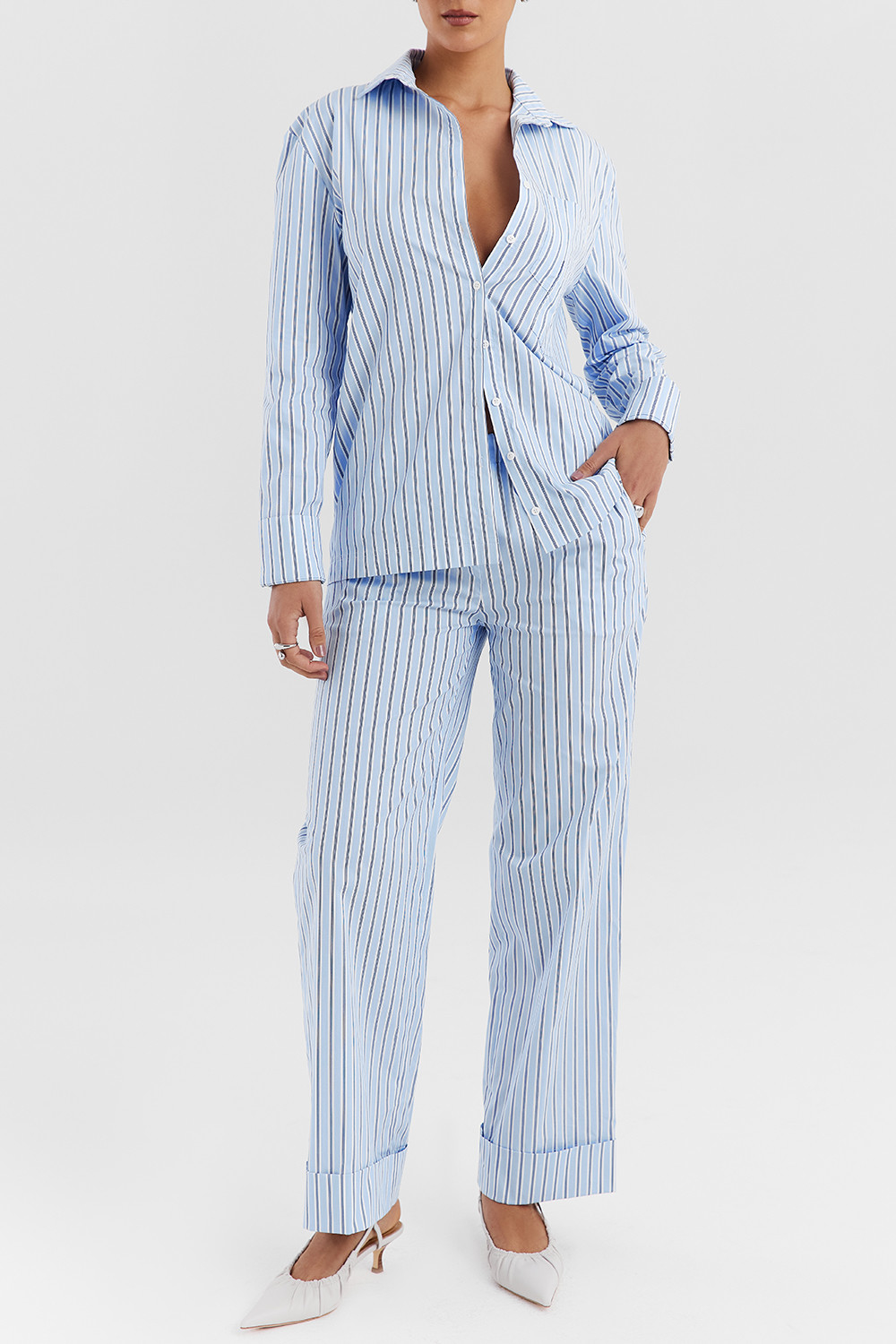 Mistress Rocks Blue Striped Baggy Trousers - SALE - luluinthesky