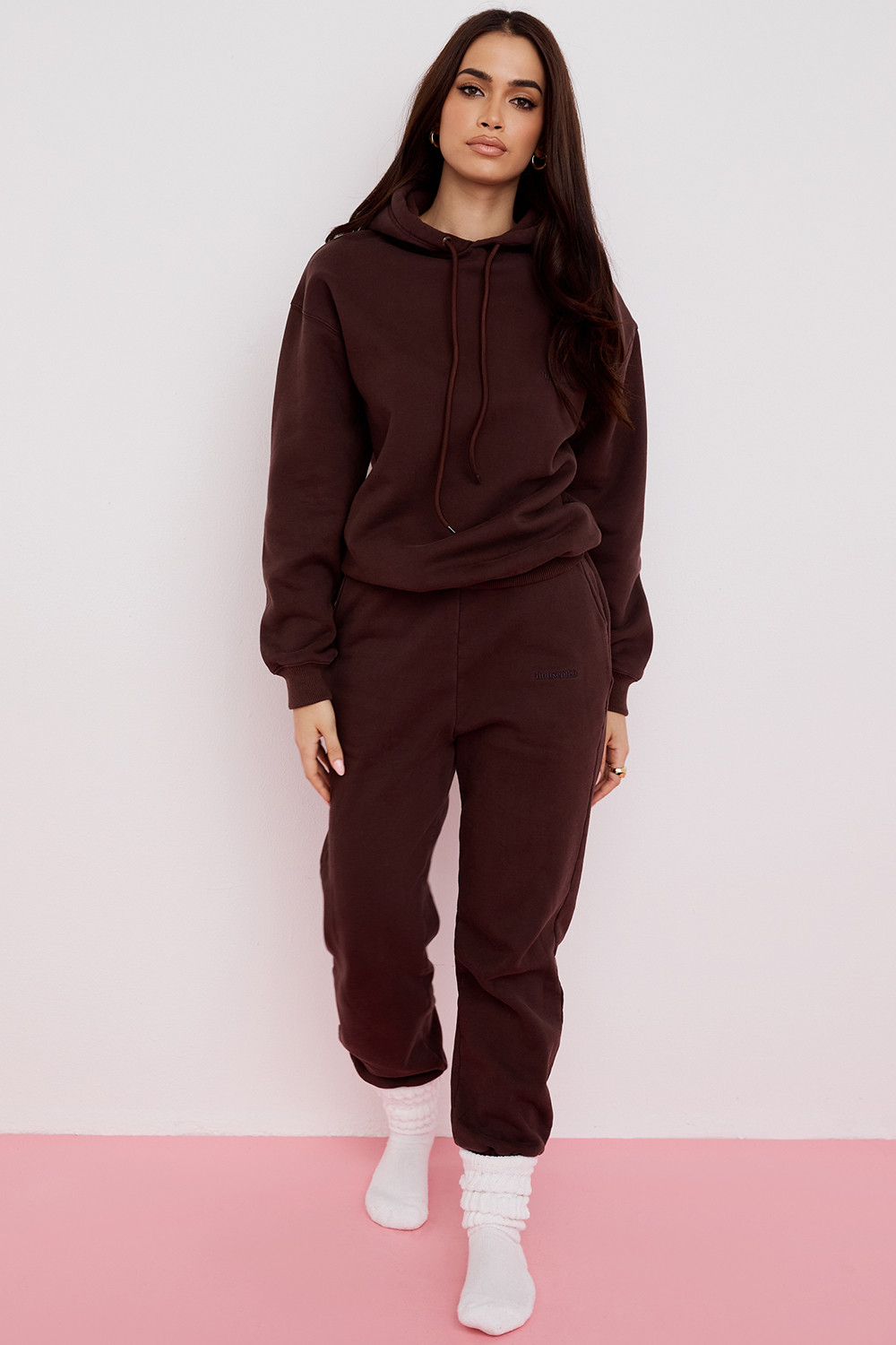 Halo Chocolate Cotton Fleece-Back Oversized Hoodie - luluinthesky