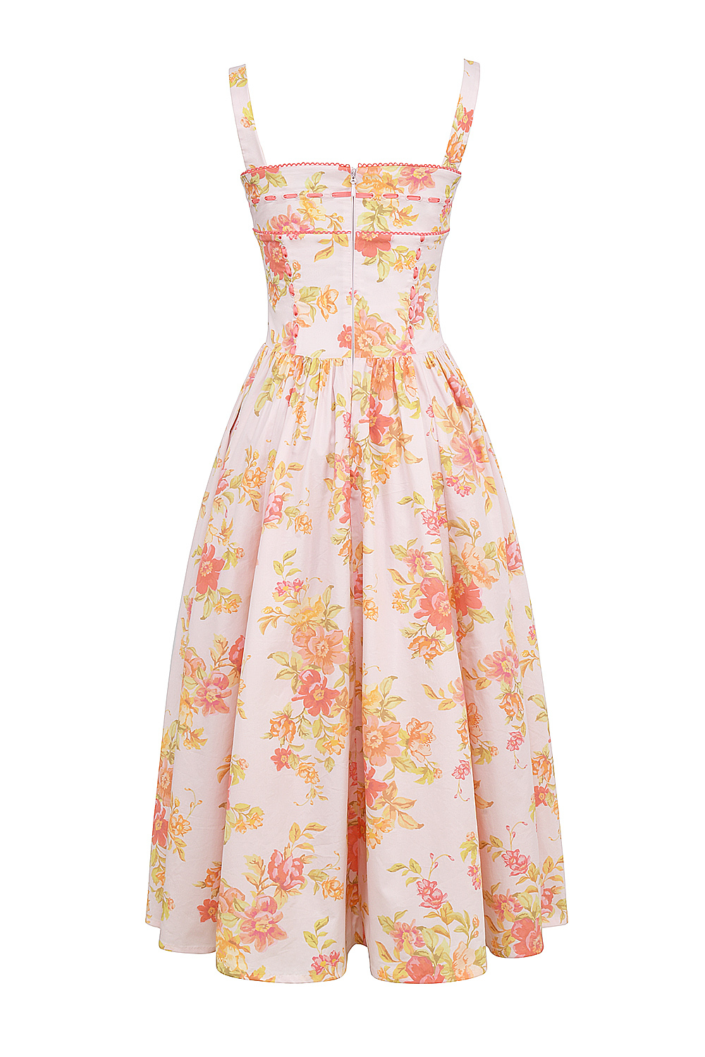 Vivien Peach Poppy Print Cotton Midi Sundress - luluinthesky