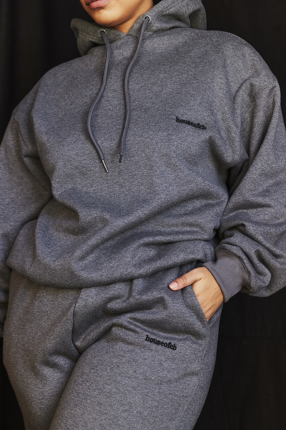Halo Dark Grey Cotton Fleece-Back Oversized Hoodie - luluinthesky