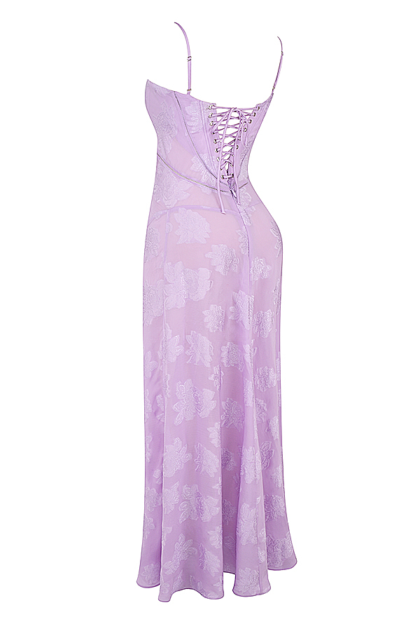 Seren Orchid Floral Lace Back Maxi Dress - luluinthesky