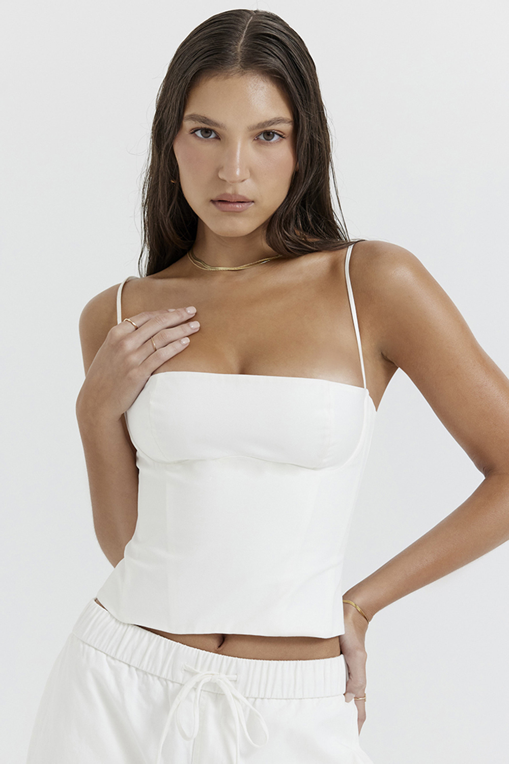 Audette White Structured Corset - luluinthesky