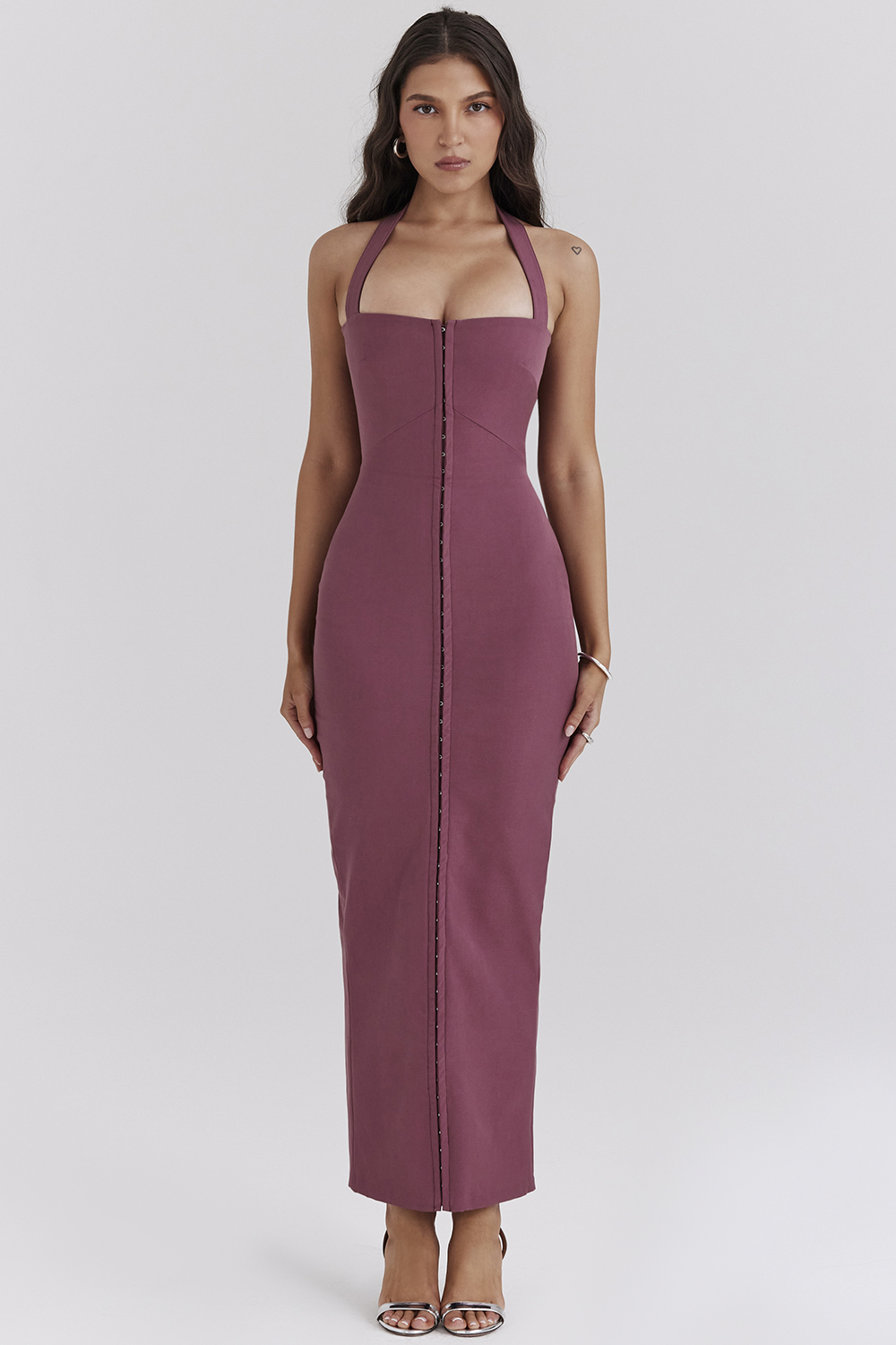 Mia Mulberry Twill Halter Maxi Dress - luluinthesky