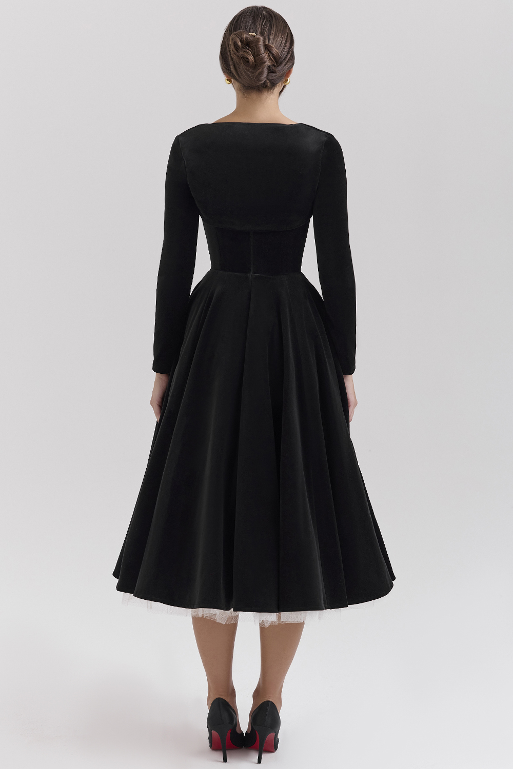 Mademoiselle Black Velvet Tulle Midi Dress + Bolero - luluinthesky