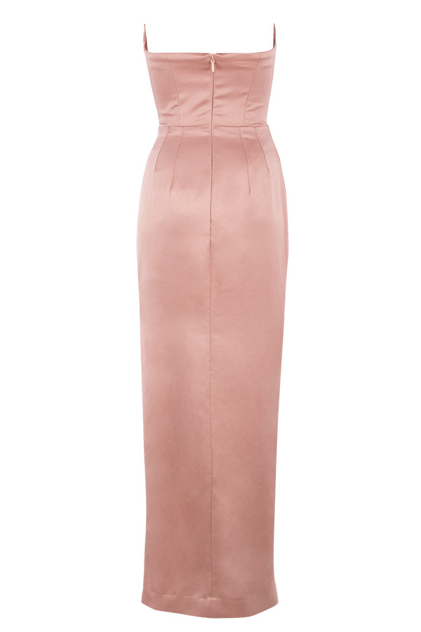 Adrienne Blush Satin Strapless Gown - luluinthesky