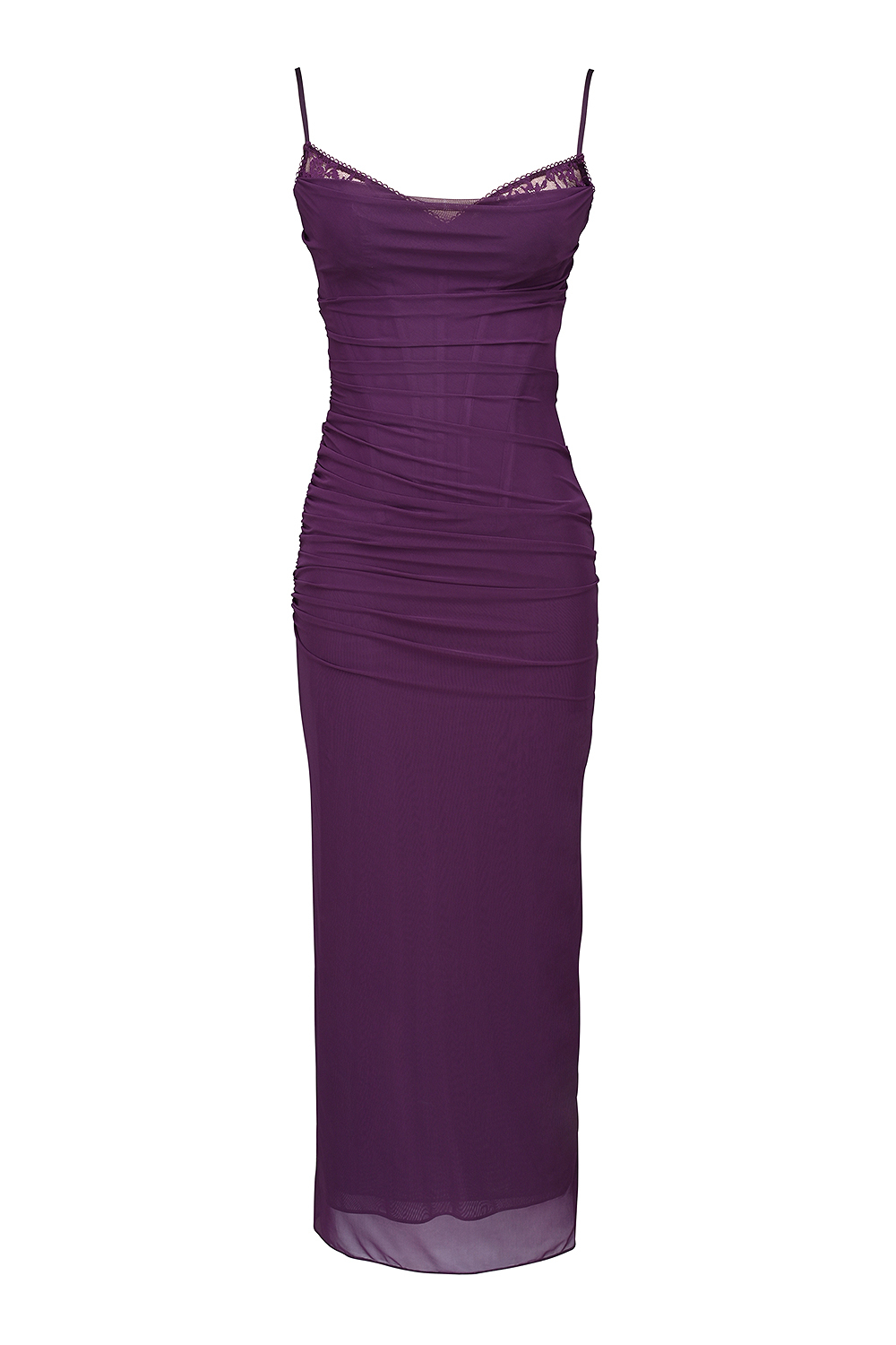 Nalini Grape Mesh Corset Maxi Dress - luluinthesky