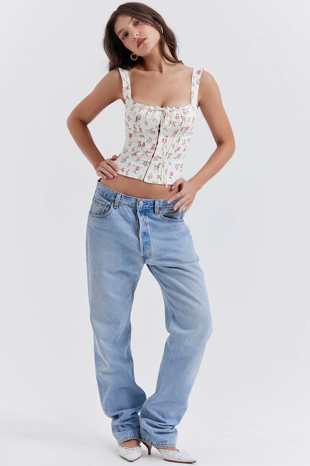 Chicca Rose Print Floral Top - luluinthesky