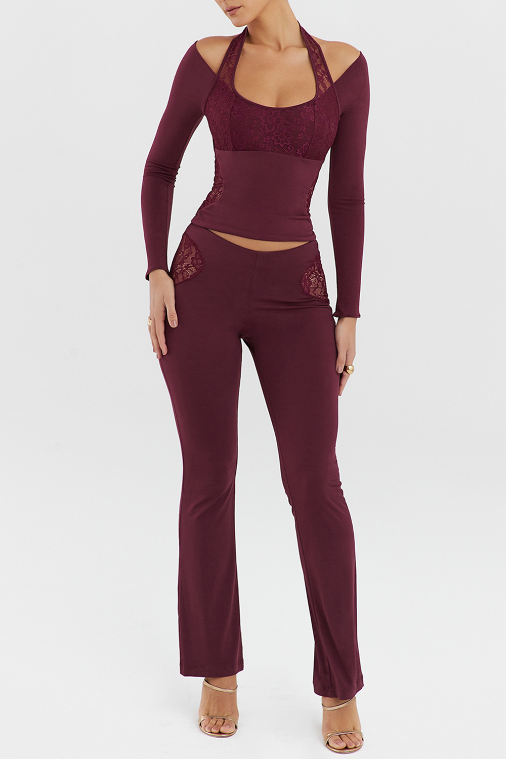 Mistress Rocks Black Cherry Lace Trim Trousers - SALE - luluinthesky