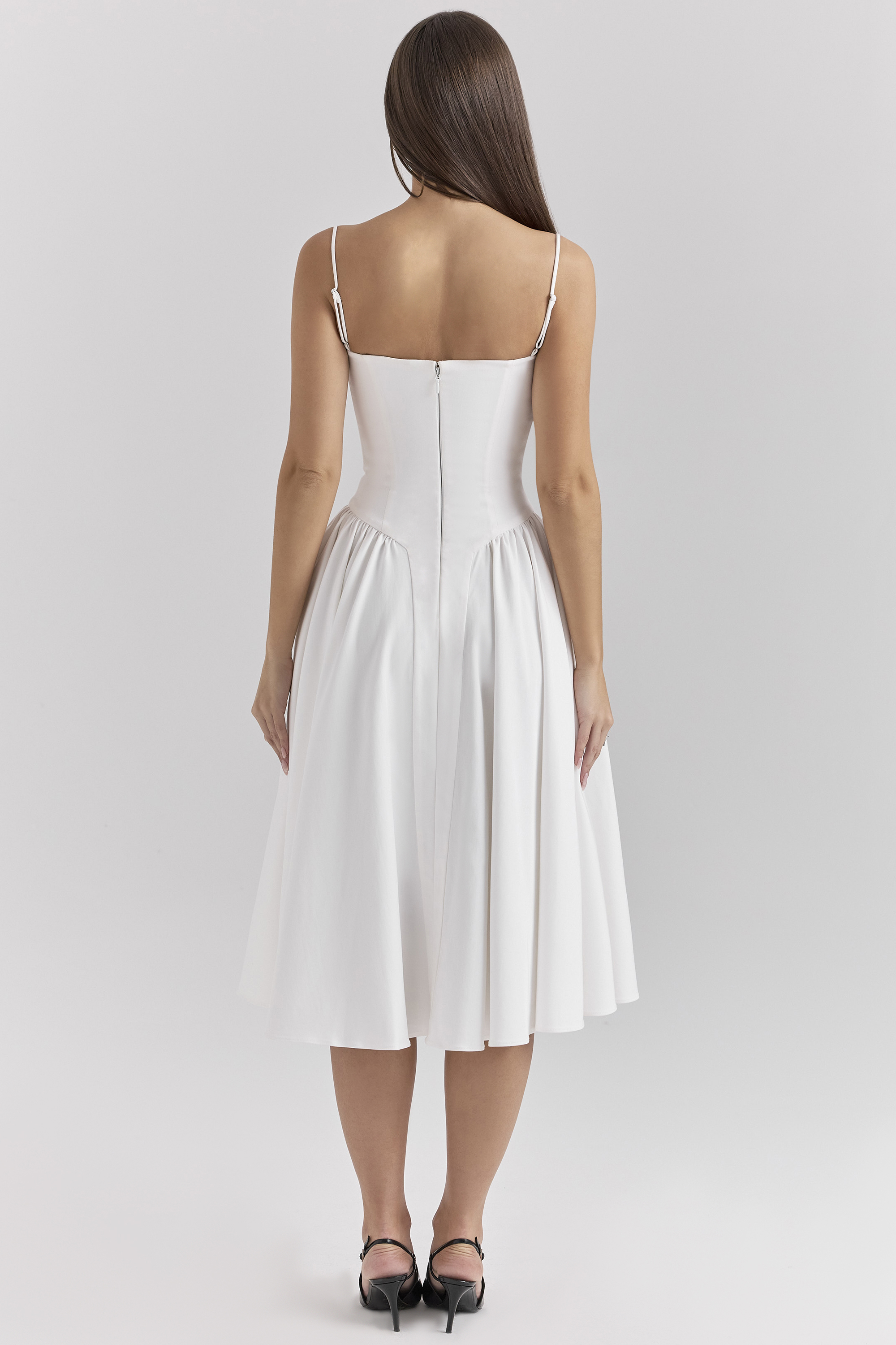 Samaria White Corset Midi Dress - luluinthesky