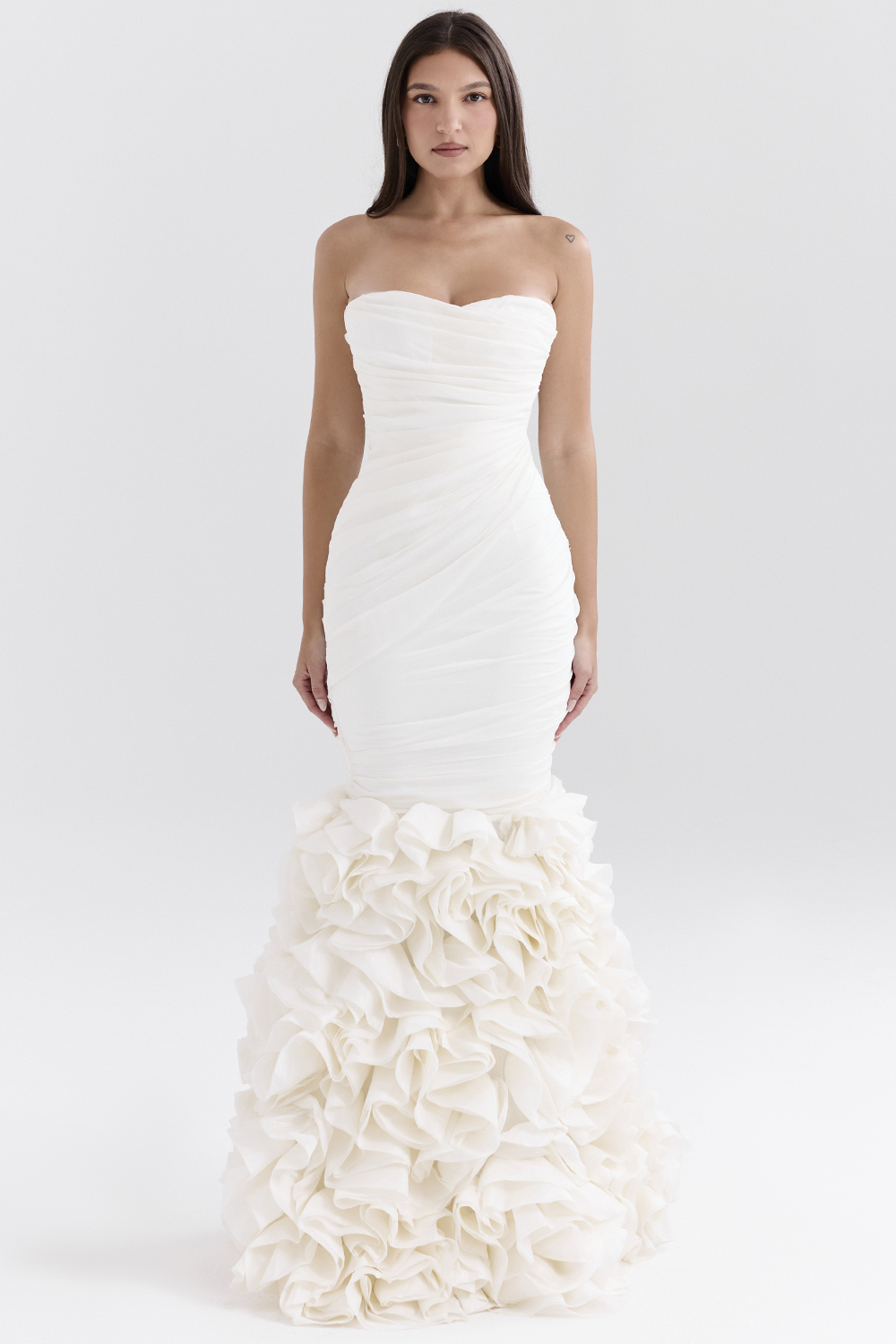 Gabrielle Ivory Strapless Ruffle Bridal Gown - luluinthesky