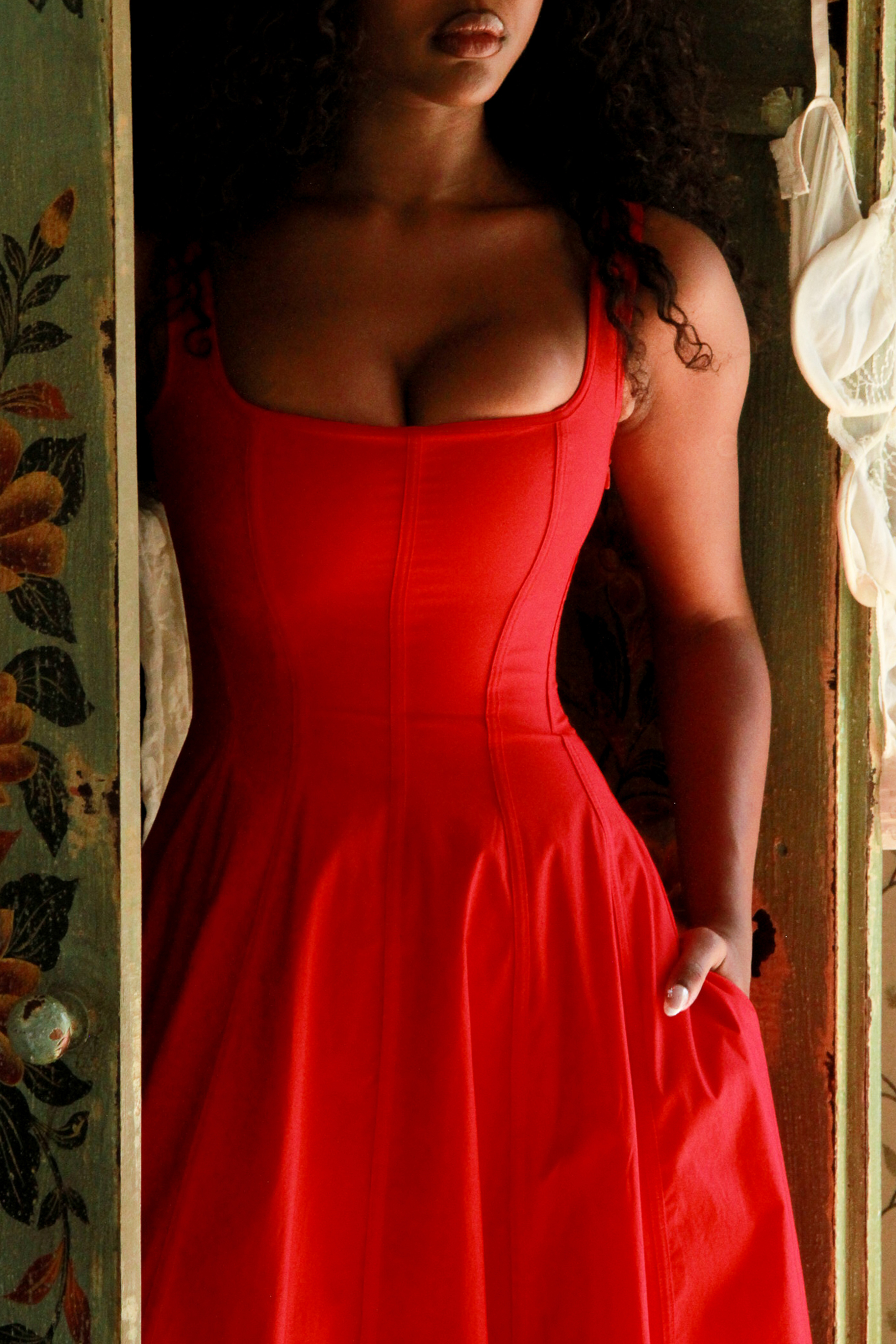 Mariabella Red Stretch Cotton Midi Sundress - luluinthesky