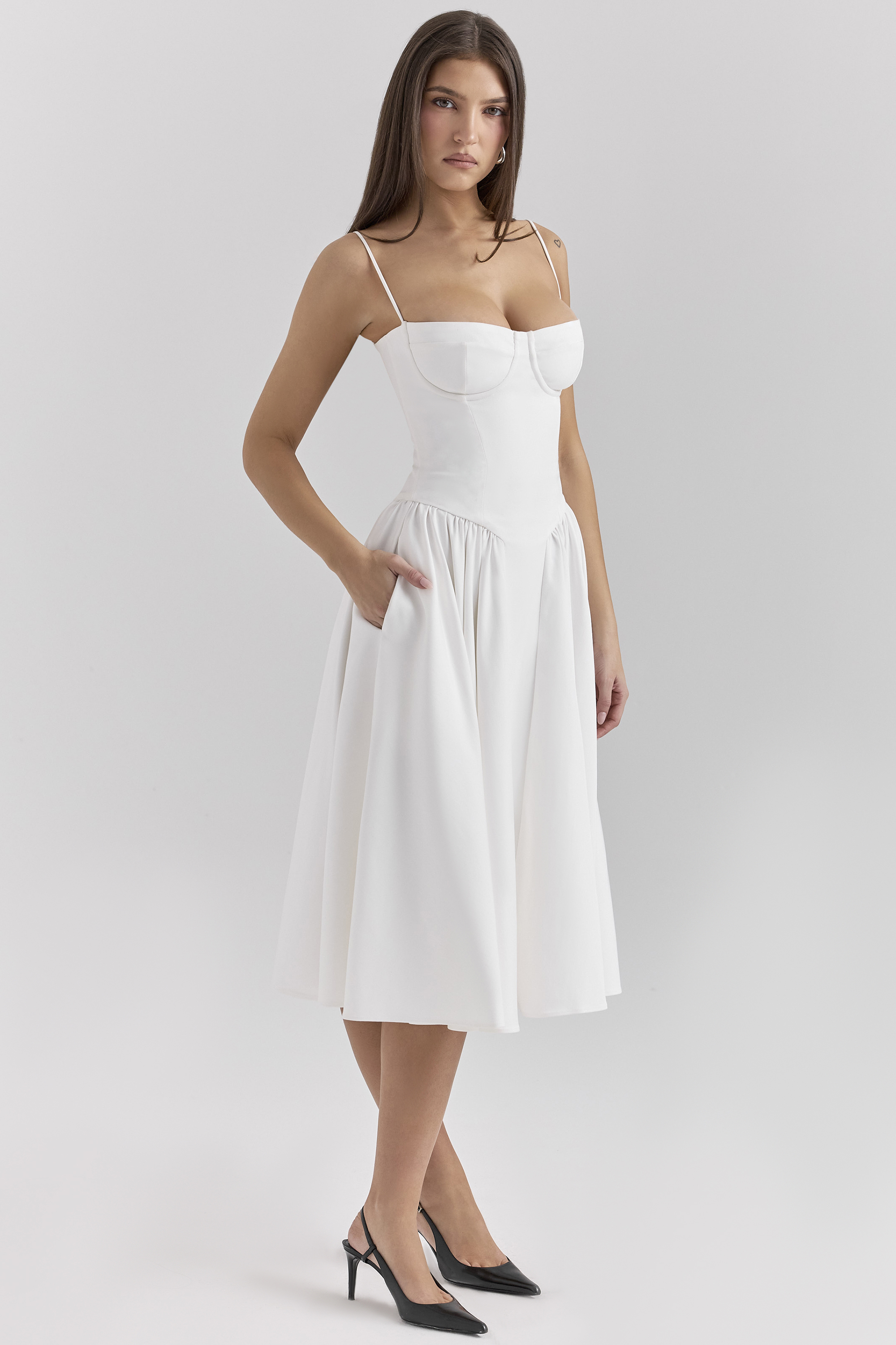Samaria White Corset Midi Dress - luluinthesky