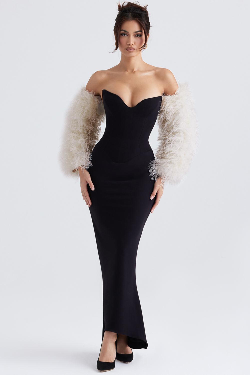 Ash Off White Marabou Sleeve Jacket - luluinthesky