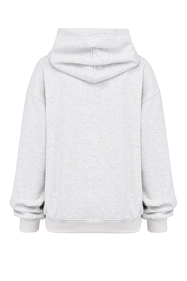 Mirage Light Grey Marl Cotton Fleece-Back Zip Through Hoodie - luluinthesky