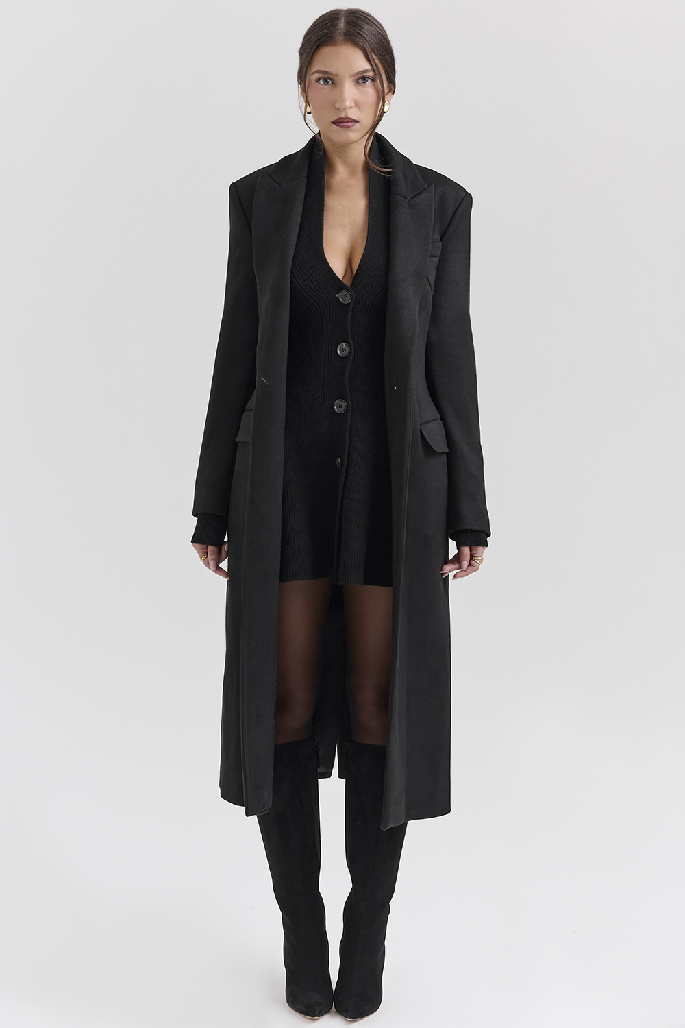Remi Black Single Breasted Long Coat - luluinthesky