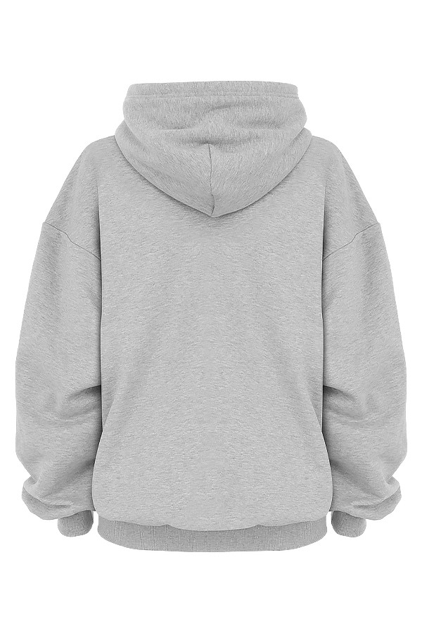 Halo Grey Cotton Fleece-Back Oversized Hoodie - luluinthesky