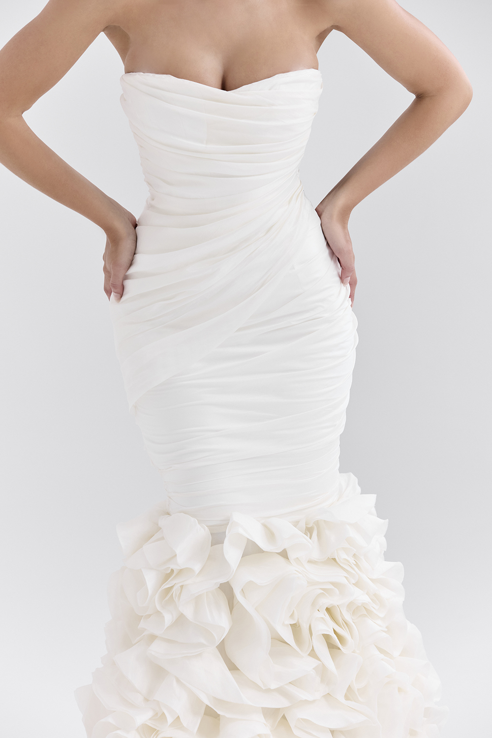 Gabrielle Ivory Strapless Ruffle Bridal Gown - luluinthesky