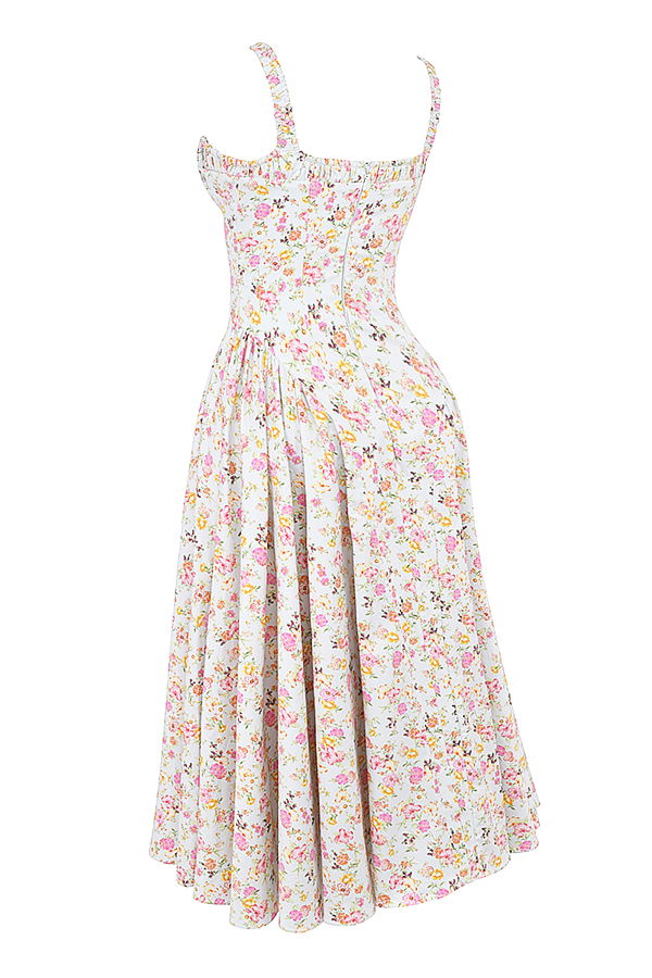Dorothy Pale Blue Meadow Print Cotton Midi Sundress - luluinthesky
