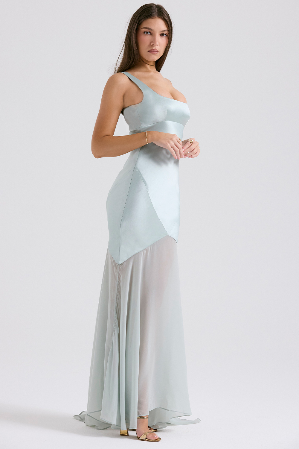 Vittoria Pistachio Chiffon Floor Length Gown - luluinthesky