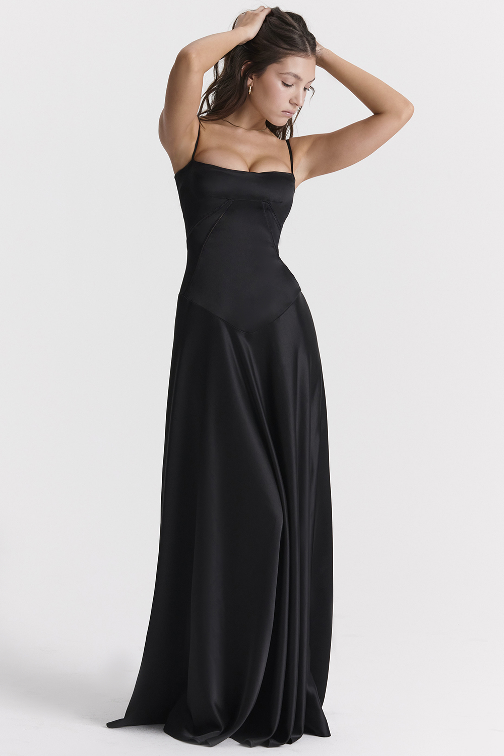Anabella Black Lace Up Maxi Dress - luluinthesky