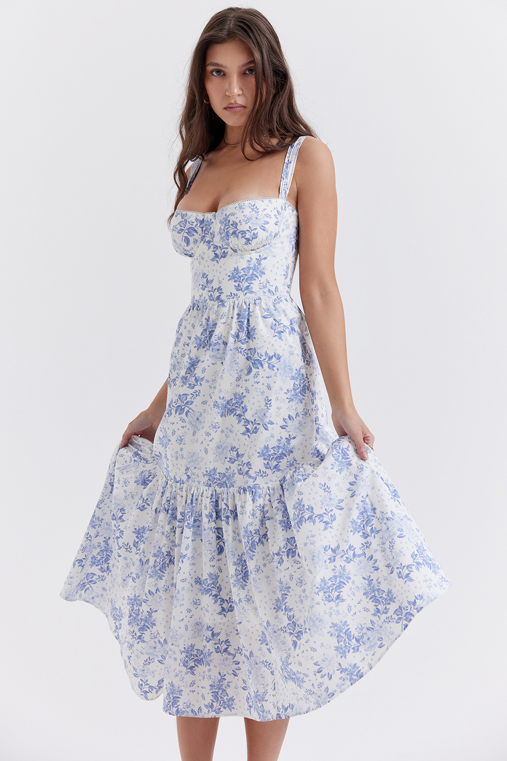 Elia Blue Print Midi Sundress - luluinthesky