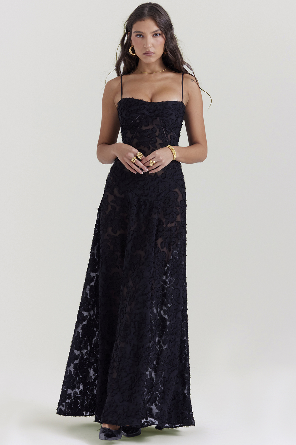 Seren Black Floral Lace Back Maxi Dress - luluinthesky