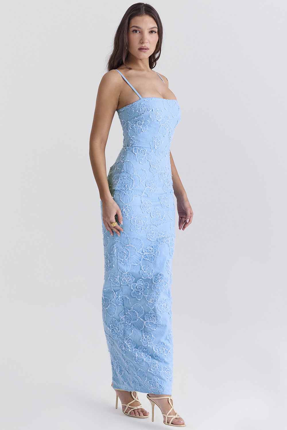 Eva Tuscan Blue Embroidered Floral Maxi Dress - luluinthesky