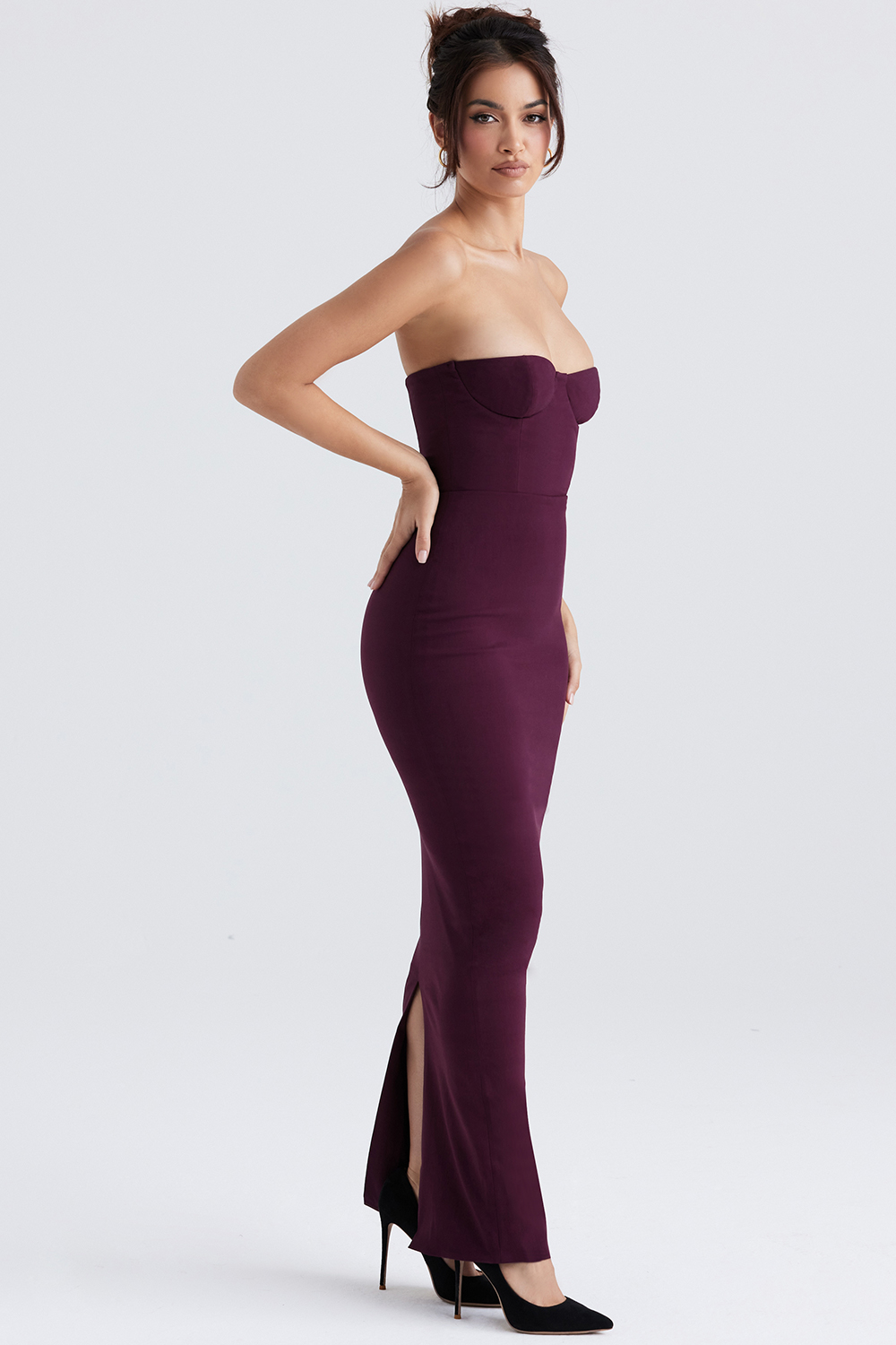 Lucia Grape Strapless Corset Maxi Dress - luluinthesky