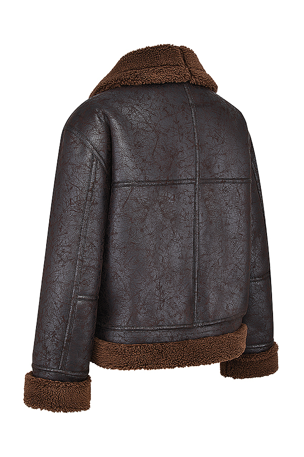 Madden Brown Vegan Shearling Aviator Jacket - luluinthesky