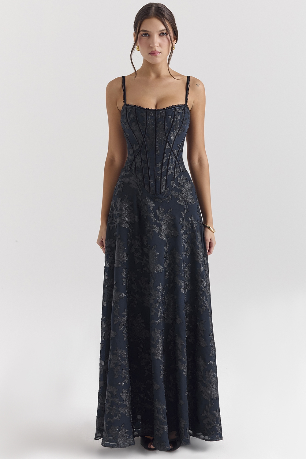 Esme Midnight Blue Lurex Chiffon Maxi Dress - luluinthesky