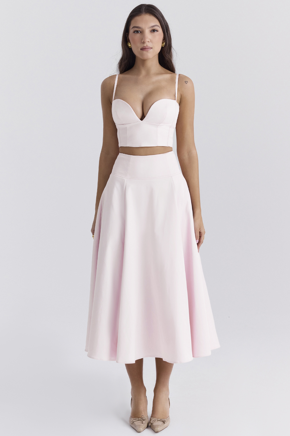 Rita Ballerina Pink A-Line Midi Skirt - luluinthesky