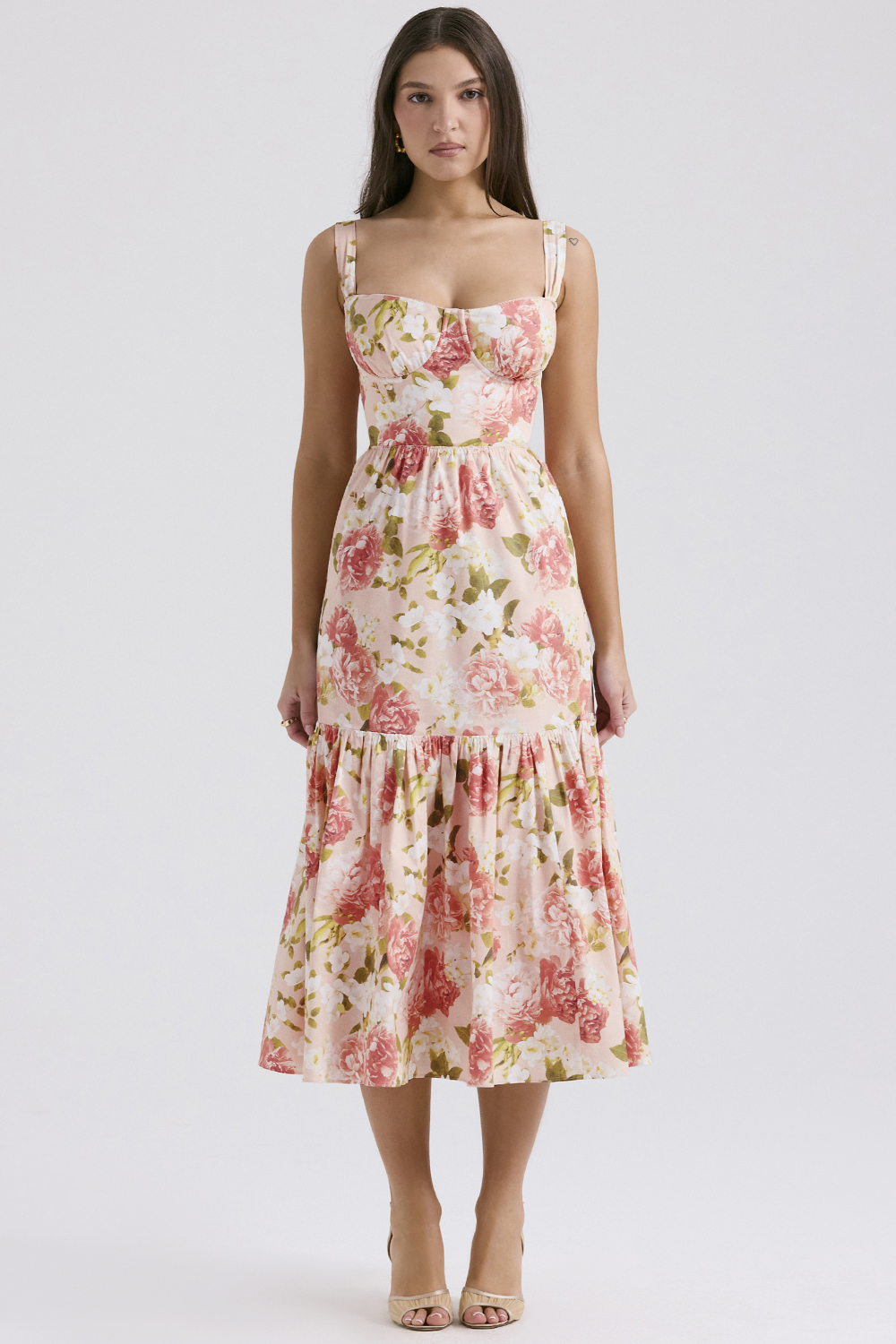 Elia Pink Peony Print Cotton Midi Sundress - luluinthesky