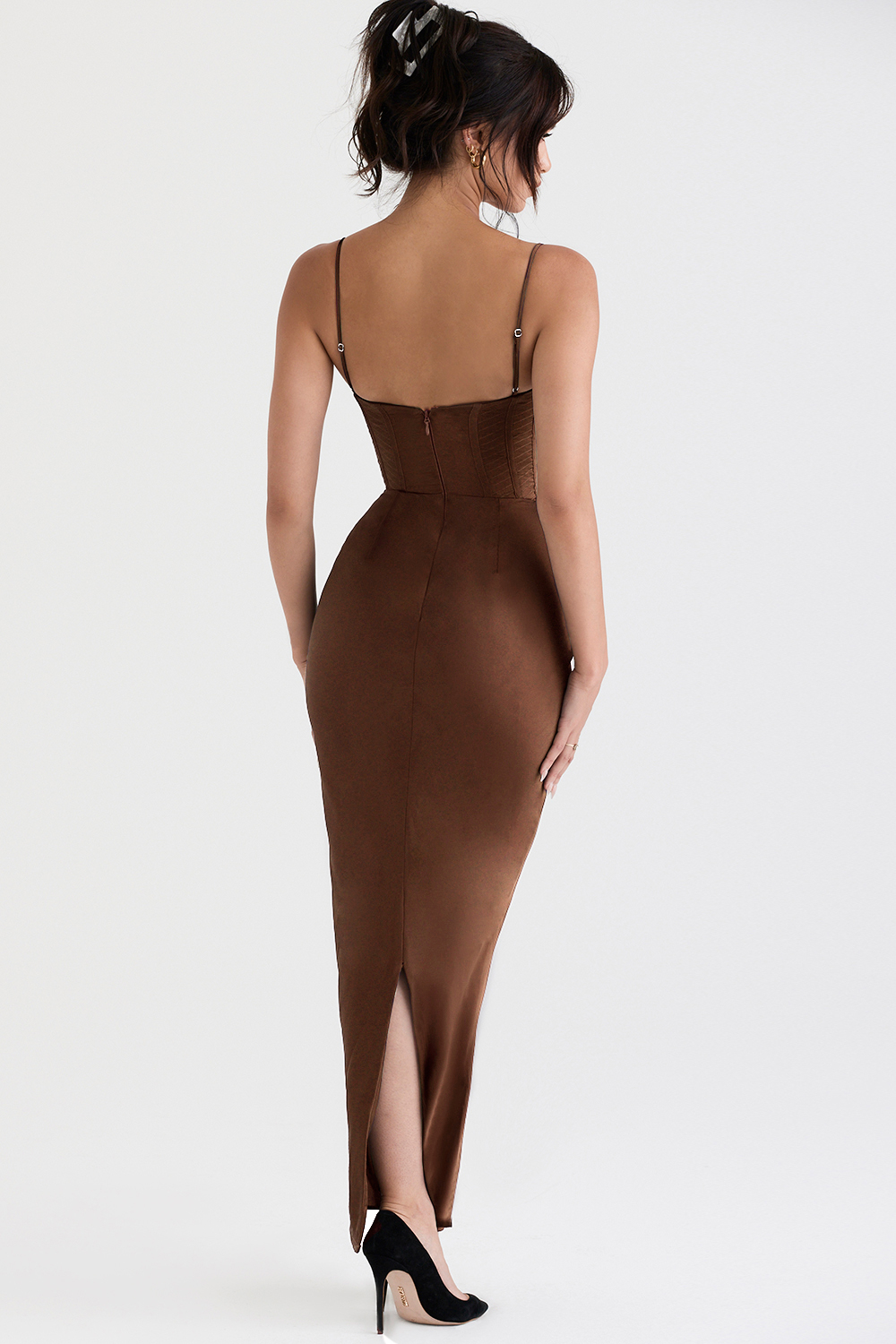 Charmaine Chocolate Corset Maxi Dress - luluinthesky