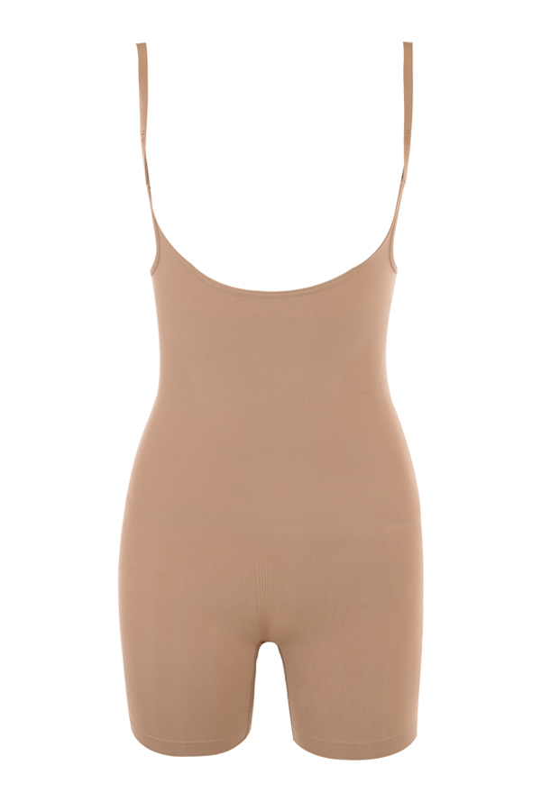 Mid Thigh Sculpting Bodysuit Cafe Au Lait - luluinthesky
