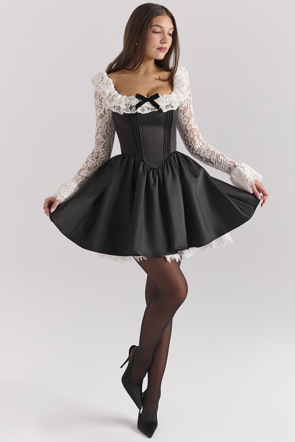 Cleora Black Lace Ruffle Mini Dress - SALE - luluinthesky