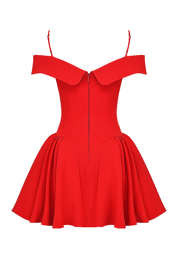 Elida Scarlet Off Shoulder Mini Dress - luluinthesky