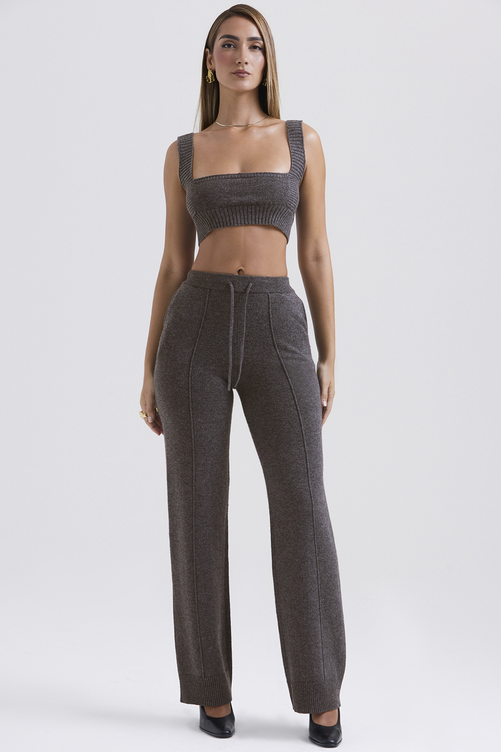 Yalina Charcoal Cashmere Blend Trousers - SALE - luluinthesky