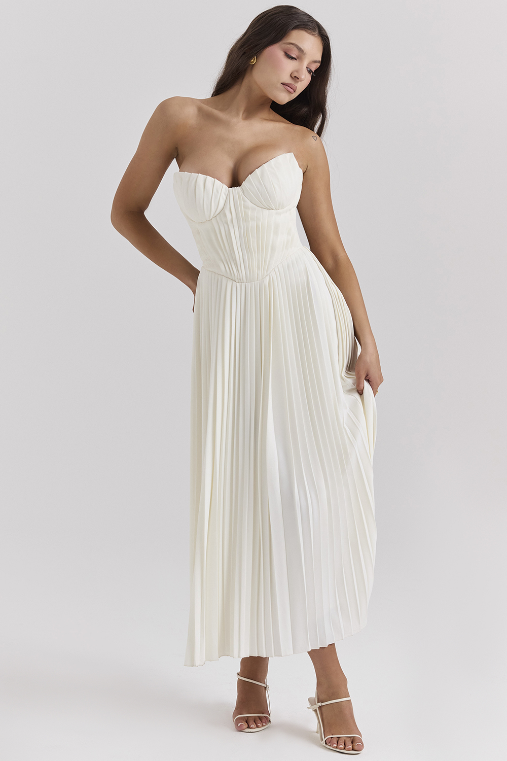 Amorata Ivory Pleated Maxi Dress - luluinthesky
