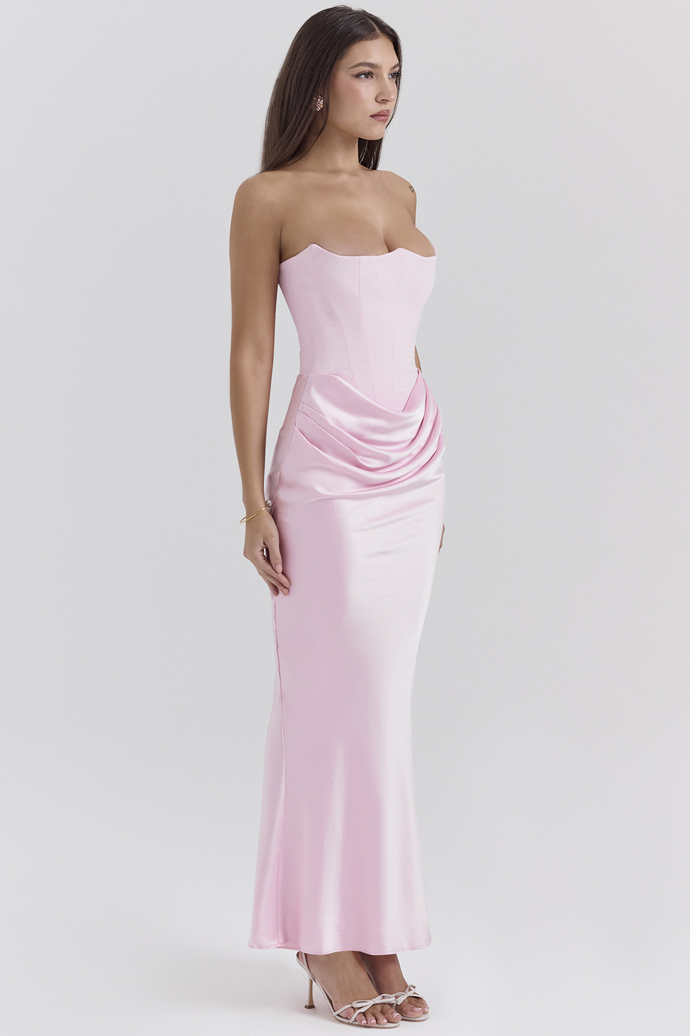 Persephone Rose Shadow Strapless Corset Maxi Dress - luluinthesky
