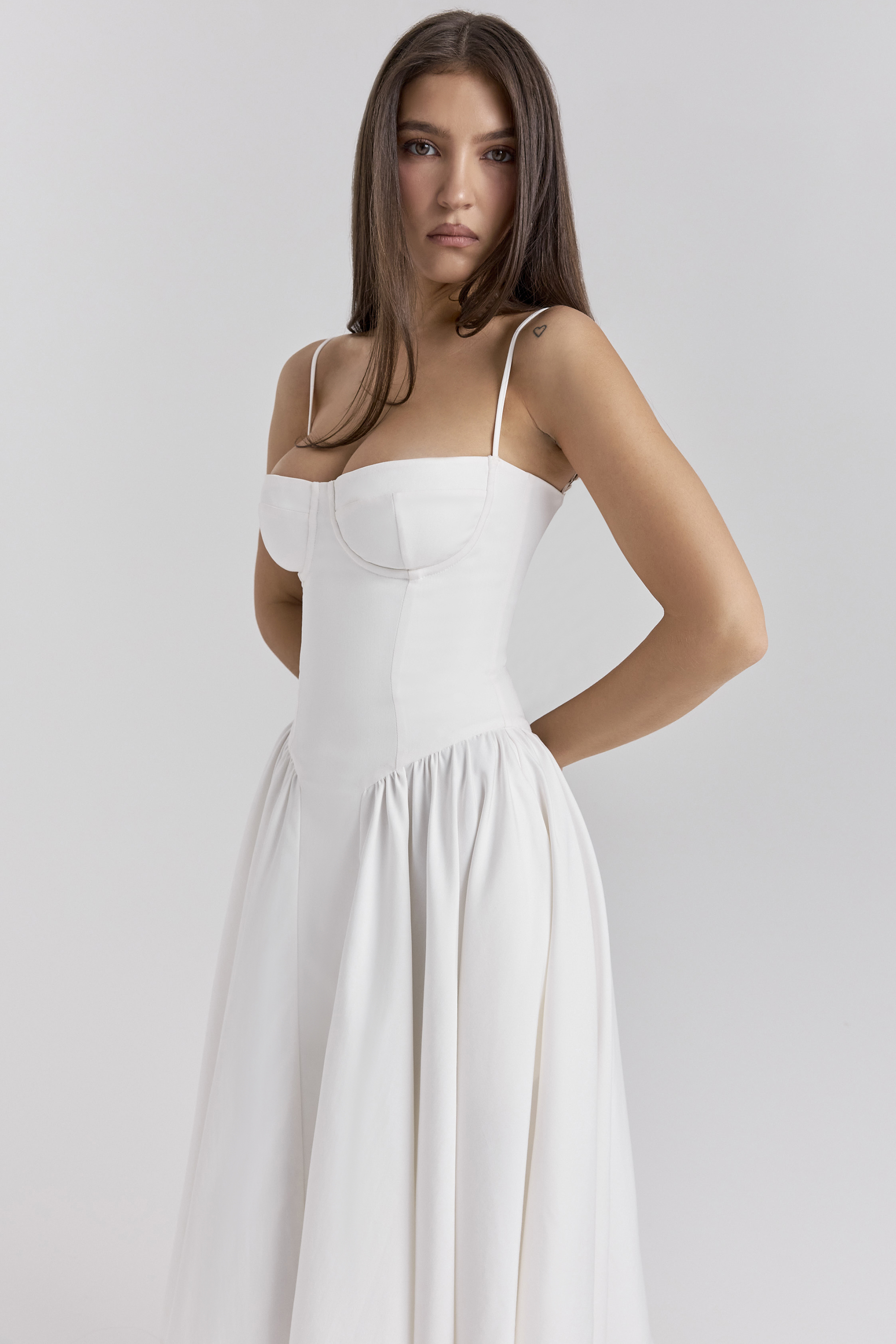 Samaria White Corset Midi Dress - luluinthesky