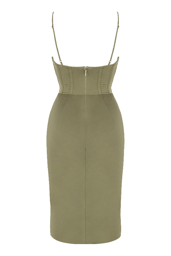 Myrna Olive Corset Slip Dress - luluinthesky