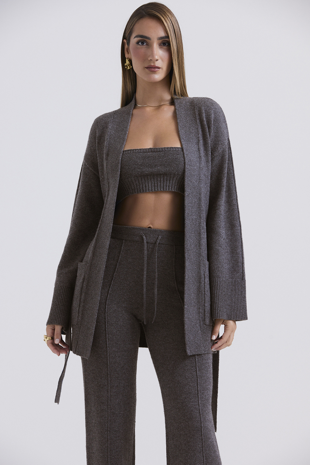 Alaia Charcoal Cashmere Blend Belted Cardigan - SALE - luluinthesky