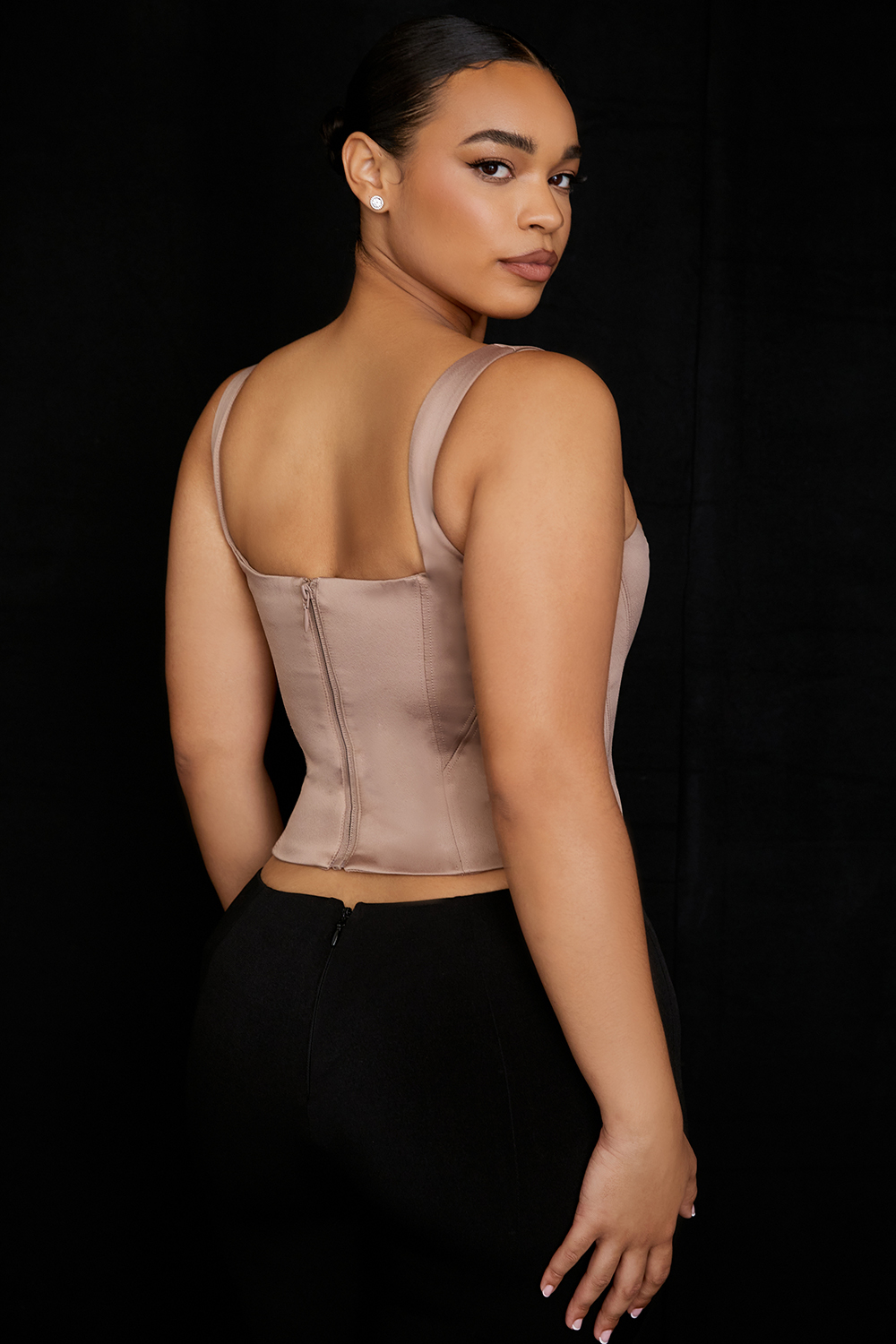 Rafa Stone Satin Longline Corset - luluinthesky