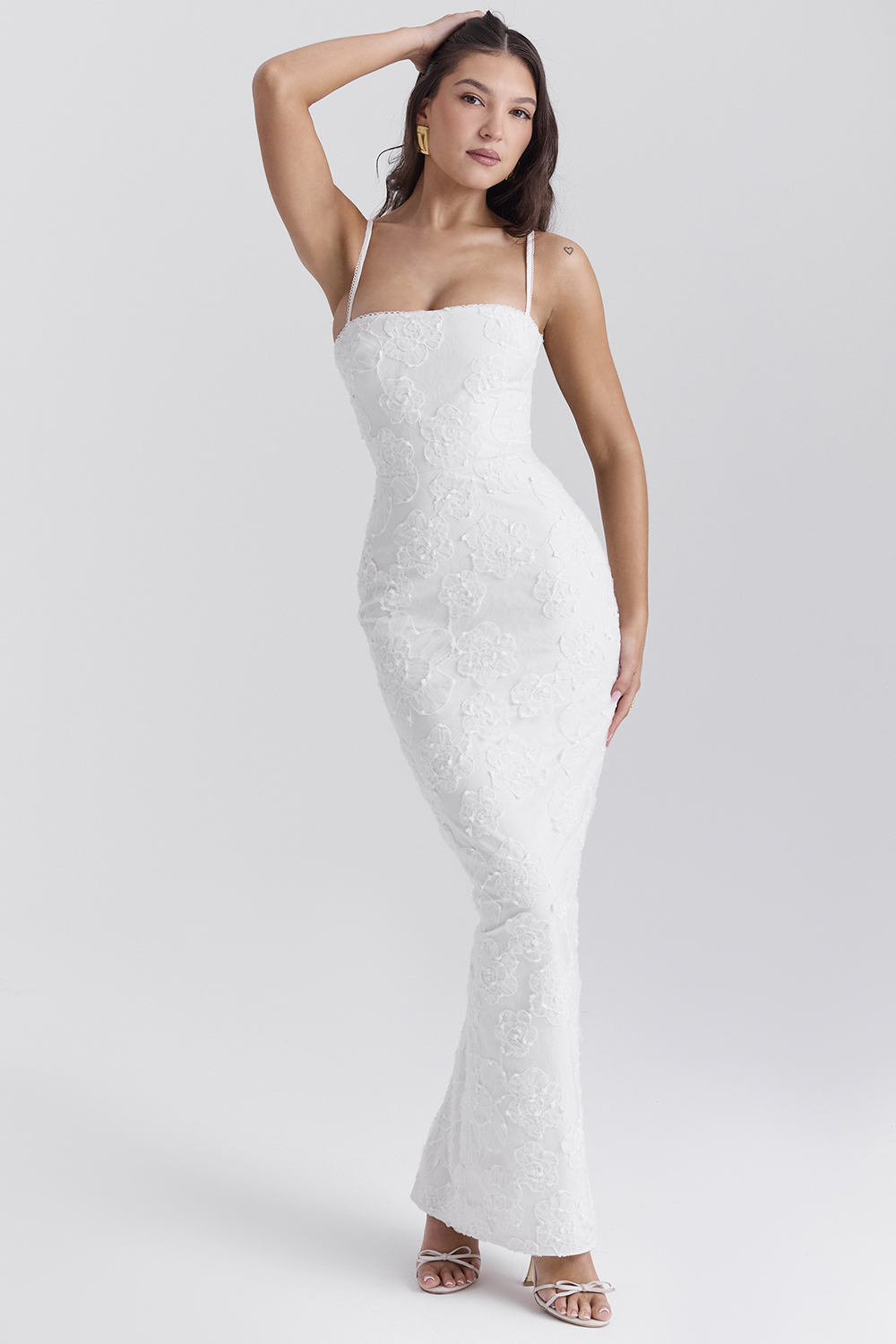 Eva White Floral Lace Maxi Dress - luluinthesky