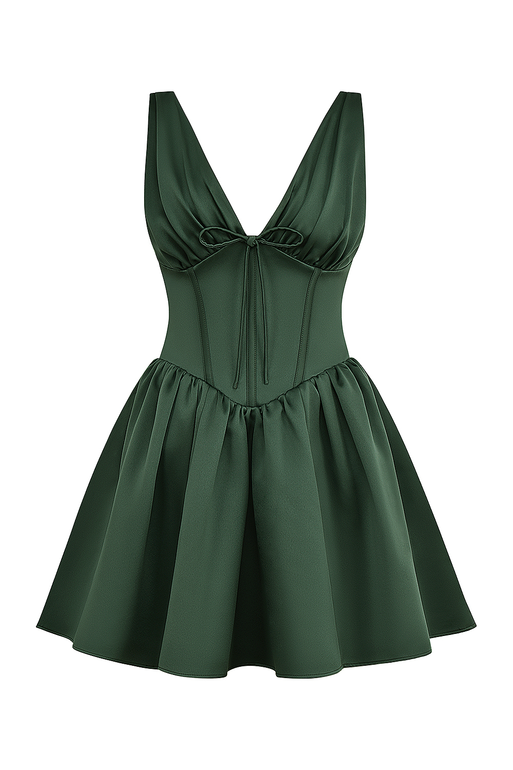 Emmeliette Forest Green Satin Mini Dress - luluinthesky