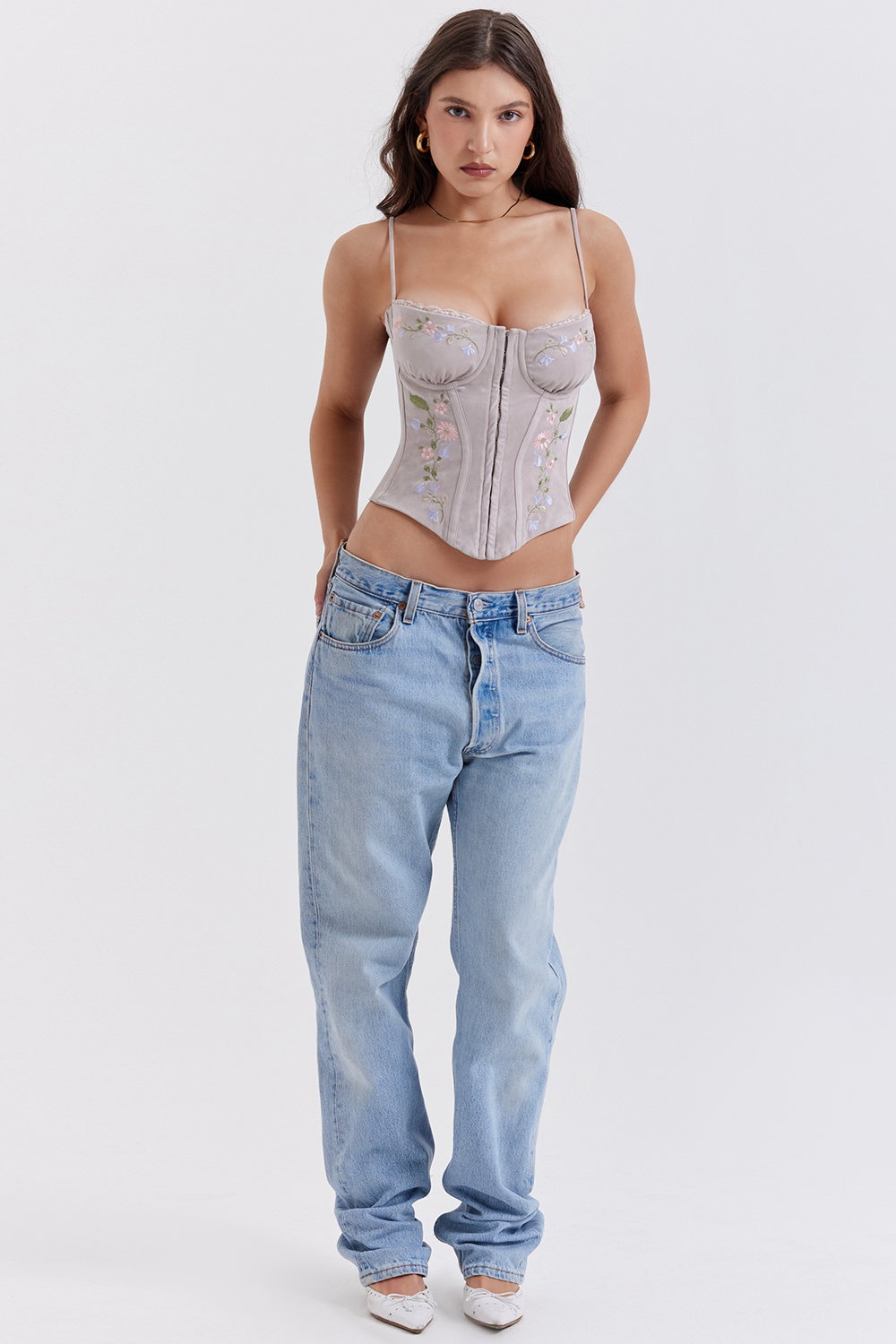 Petunia Light Lavender Embroidered Corset - luluinthesky