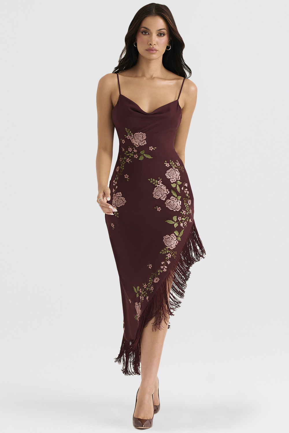 Eloisa Wine Embroidered Midi Dress - luluinthesky