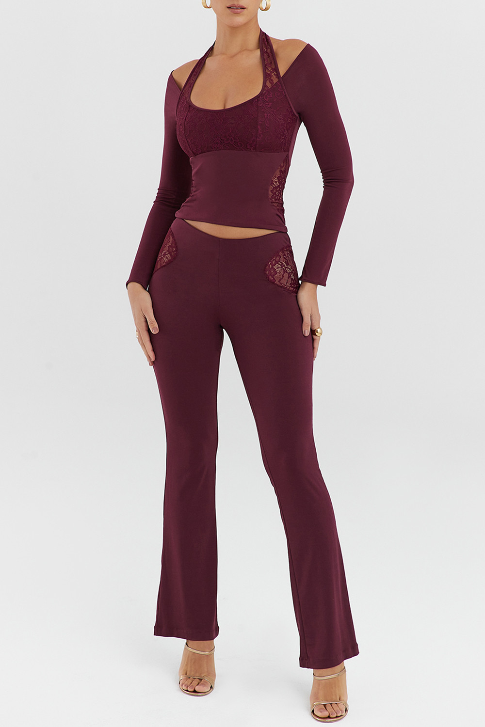 Mistress Rocks Black Cherry Lace Trim Trousers - SALE - luluinthesky