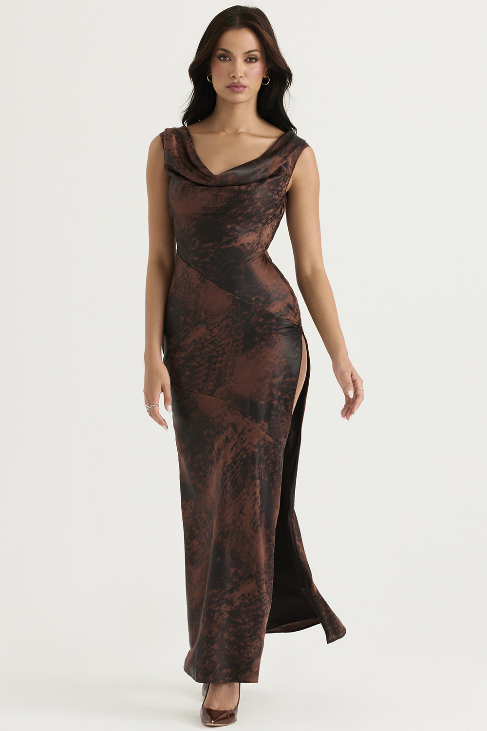 Alaina Antique Copper Bias Cut Maxi Dress - luluinthesky
