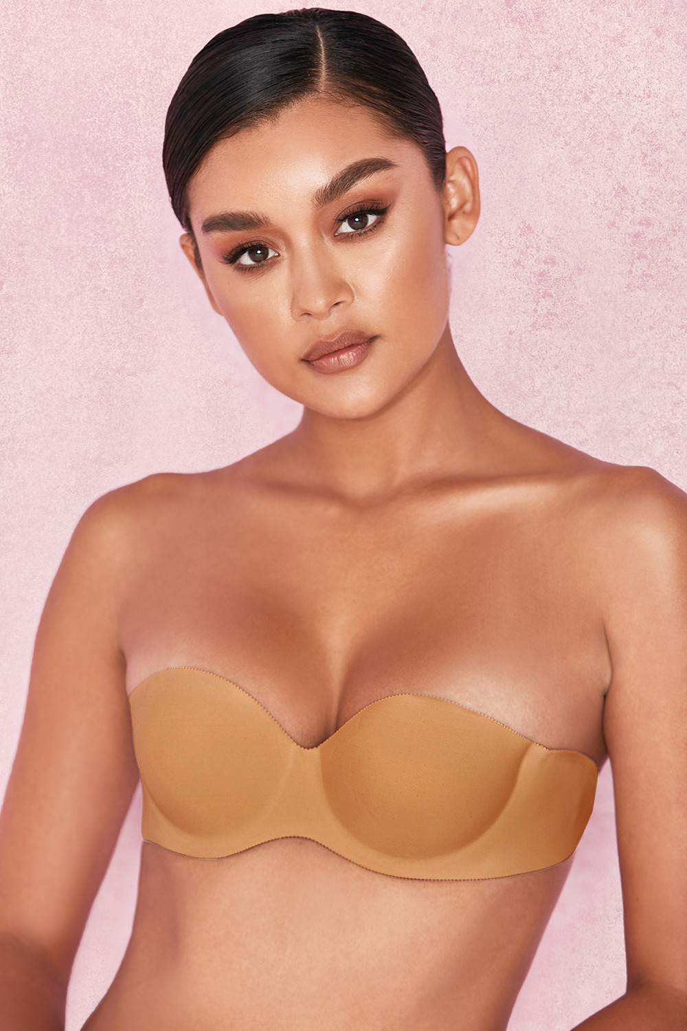 Strapless Backless Moulded Sticky Bra - Caramel - luluinthesky